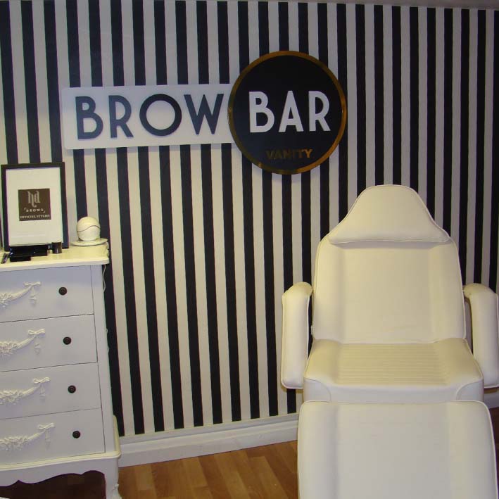 brow bar internal signage and interior features