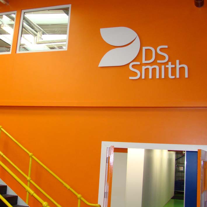 DS Smith factory sign CNC manufactured from 10mm white foam in Cornwall