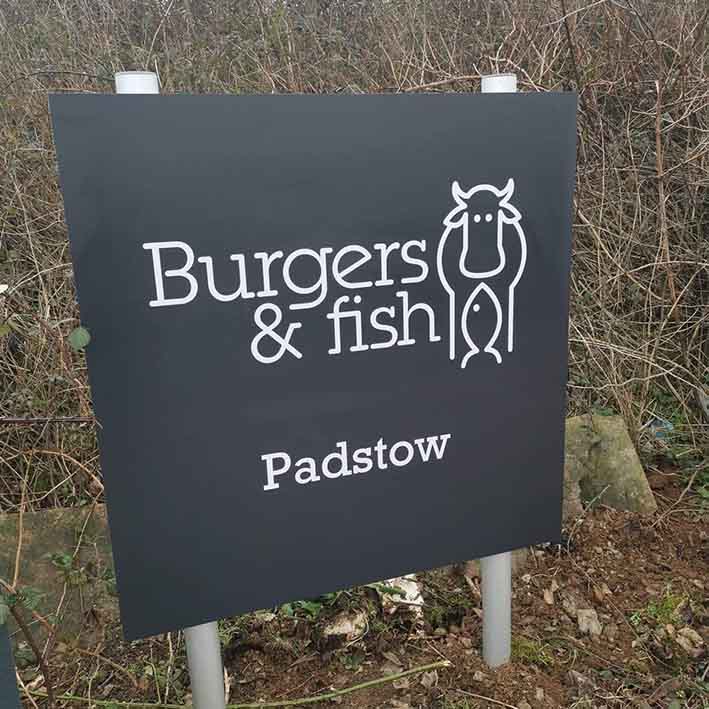 Burgers and Fish Reastaurant Signs installed in Padstow