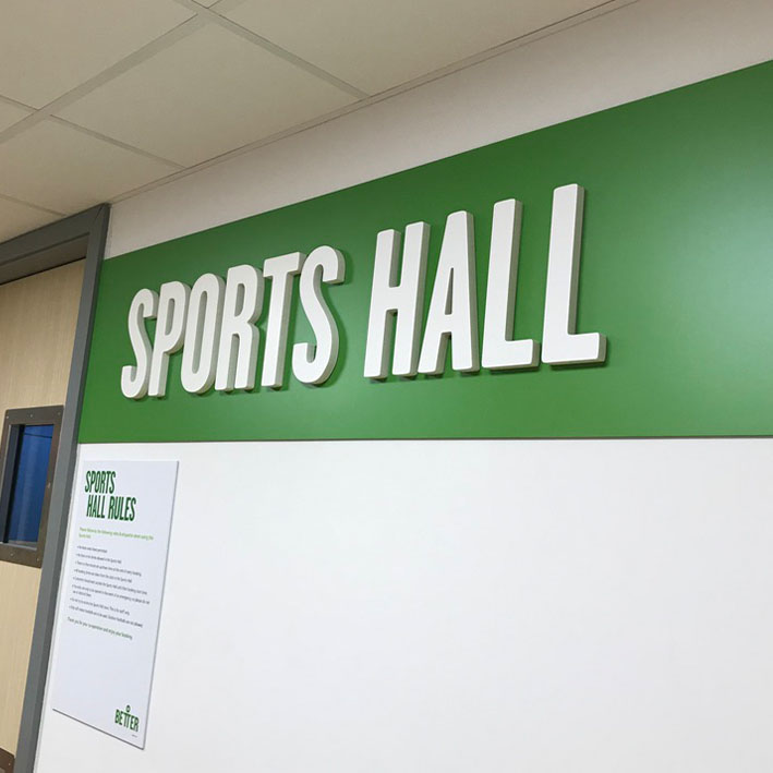 Sports Hall Signs installed for a leisure centre in Oxfordshire
