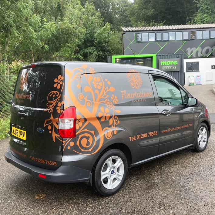 Van livery signwriting for Fleurtations Bodmin