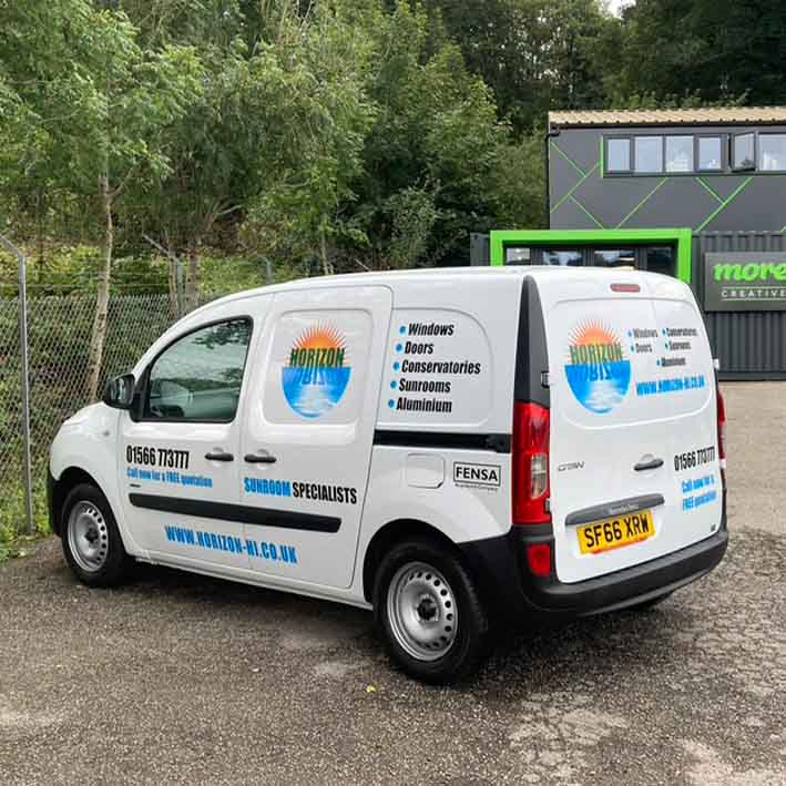 Horizon Van signwriting for fleet vehicle in Cornwall