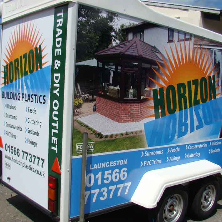 Horizons exhibition trailer graphics Launceston Cornwall