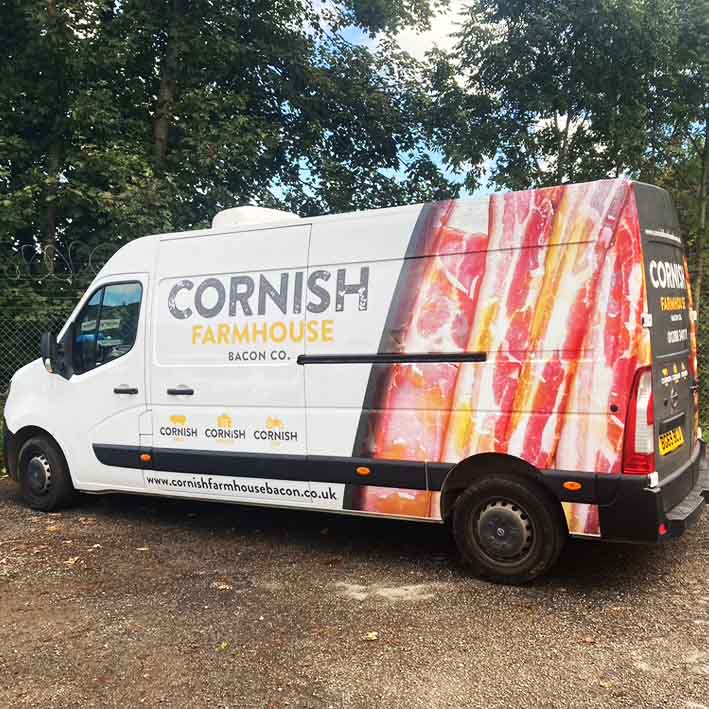 Cornish Farmhouse part van wrap with logo and branding Cornwall
