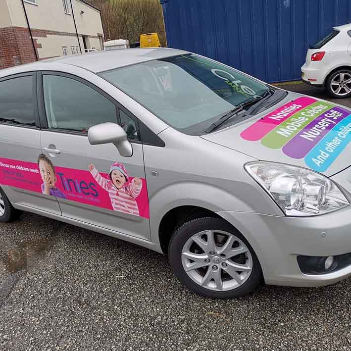 Car stickers for Tinies Nursery in Launceston Cornwall